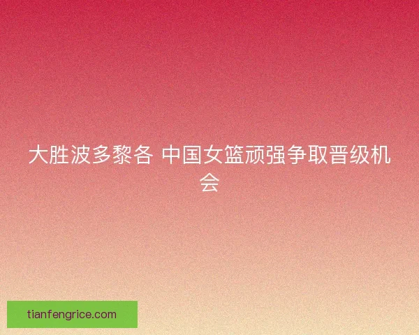 大胜波多黎各 中国女篮顽强争取晋级机会