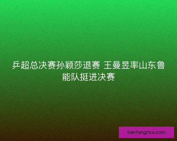 乒超总决赛孙颖莎退赛 王曼昱率山东鲁能队挺进决赛
