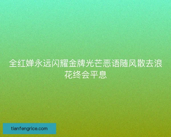 全红婵永远闪耀金牌光芒恶语随风散去浪花终会平息