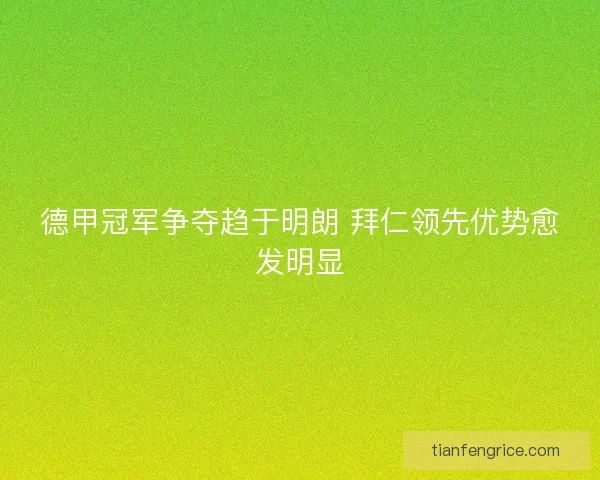 德甲冠军争夺趋于明朗 拜仁领先优势愈发明显